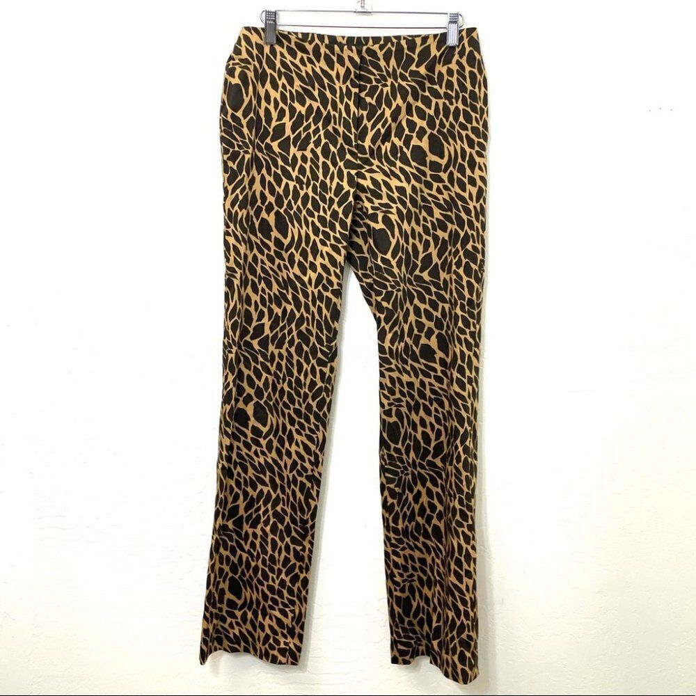 Y2K Vintage Straight Leg Stretch Safari Giraffe Print Pants Size 4